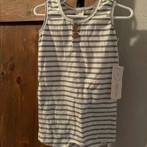 Lulu and roo 2/3 woodland stripe romper NWT